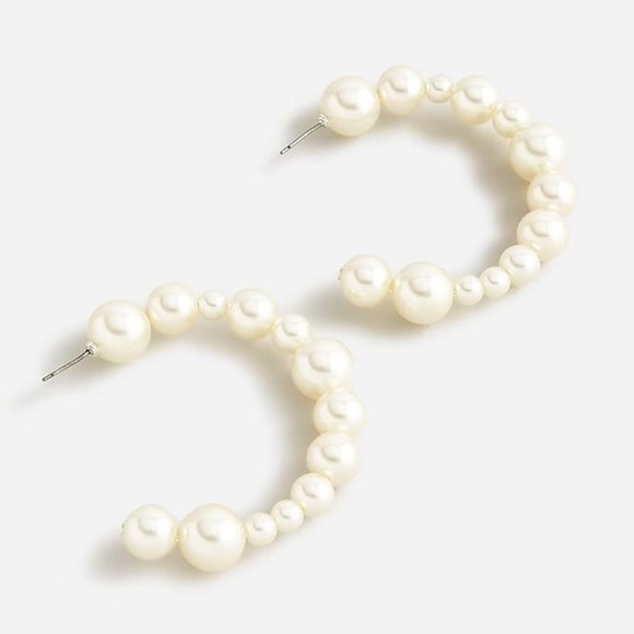 J. Crew Jewelry - J.Crew Mixed Pearl Hoop Earrings